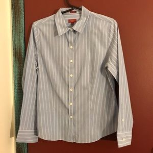 Talbots blue striped button down shirt